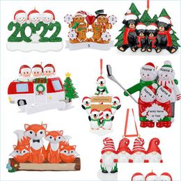 Christmas Decorations Personalized Christmas Family Resin Ornament 8 Styles Diy Name Xmas Tree Decoration Holiday Gifts Drop Deliver Dhh3A