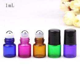 1ml 2ml Mini roll on bottles empty essential oil roller refillable perfume deodorant container with black lid LX3251