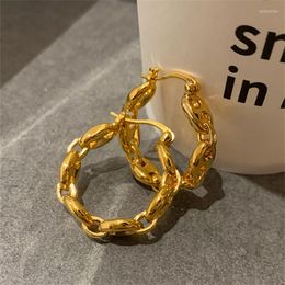Hoop Earrings French Metal Pig Nose Chain Stitching Female Summer Niche Design Advanced Ins Retro Fashion All-Match Jewelry
