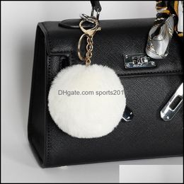Party Favor Newest Rabbit Fur Ball Plush Fuzzy Key Chain Pom Keychain Car Bag Ring Pendant Jewelry Party Gift 20Pcs 646 R2 Drop Deli Dhxuk