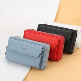 Evening Bags Fashion Women Pure Color PU Leather Shoulder Crossbody Messenger Bag Casual Ladies Multi-layers Small Wallet Purse Card Holder