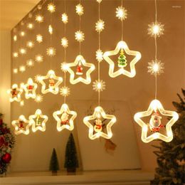 Strings 3M Star Curtain Lights With 10PCS Big Stars USB Christmas Window String For Wedding Bedroom Party Birthday Decor