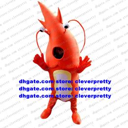 Orange Shrimp Prawn Lobster Crayfish Langouste Mascot Costume Adult Cartoon Character Outfit Suit Welcome Newcomers zx1