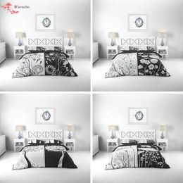 Bedding Sets White And Black Design Flower Printed Set Nordic Double Bed Cover Bedspread Duvet Pillowcase King Quilt For Winter