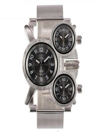 Oulm Marke Large Dial Quartz Military Mens Watch genaue Reisezeit Uhr bequeme Edelstahlband Maskuline Armbandwicke2792014