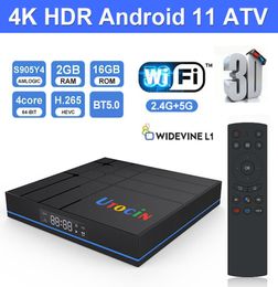 UTocin S12 Amlogic S905Y4 AndroidTV 110 WideVine L1 TV Box 2GB 16GB 24G 5G Wifi Bluetooth Voice Remote Control Power Media PlayE5590623