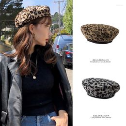 Hats Leopard Beret Hat Female Autumn And Winter Literature Art Simple Retro Painter Casual Tide