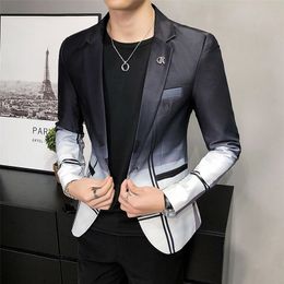 Men's Suits Blazers s Jacket Black Formal Slim Fit Plaid Stitching Casual Long-sleeved 221111