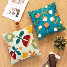 Pillow Floral Cover 45x45cm Embroidery Soft Cozy Home Decoration For Living Room Kids Color Block