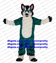 Blue Long Fur Furry Fox Mascot Costume Husky Dog Wolf Fursuit Adult Cartoon Character Suit Group Photo Carnival Fiesta zz7568