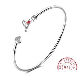 Bangle Bangle Original 925 Pure Sier Love Letter Red Heart Shape Pseiras De Prata Fit For Women Girl Gift Of Drop Delivery Jewellery Br Dh9Rh