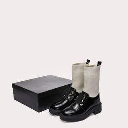 Slim patent leather socks boots 2022 new rivet British style short boots black knitting versatile medium long for women