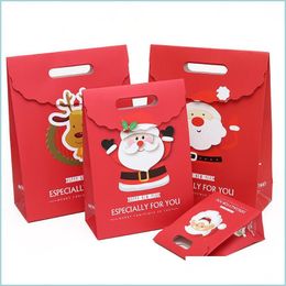 Gift Wrap Christmas Paper Tote Bag Gift Package Santa Claus Deer Printed Wrap Bags Drop Delivery Home Garden Festive Party Supplies E Dhqlz