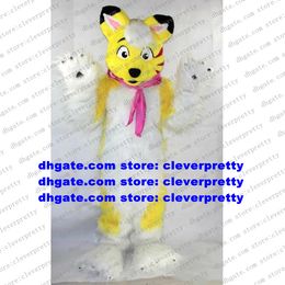 Yellow White Long Fur Furry Wolf Mascot Costume Fox Husky Dog Fursuit Character Return Banquet Pedagogical Exhibition zx1339