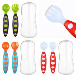 baby feeding utensil childrens silicone spoon eating fork tableware set supplementary food training combination suit