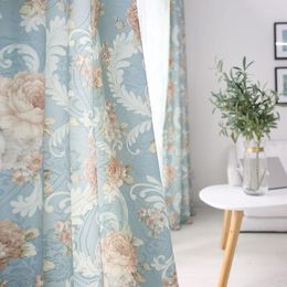 Curtain Curtains For Living Room Dining Bedroom American Bamboo Fibre Gauze Printed Semi-shading Finished Product Customization