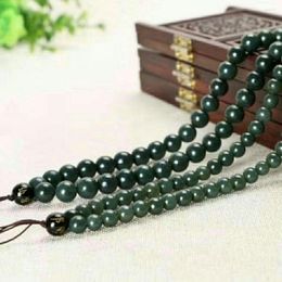 Chains Customised Hetian Jade Sapphire 6-8mm Beads Adjustable Necklace Tibetan Buddhist Mala Buddha Charm Rosary Yoga Women Men Jewellery