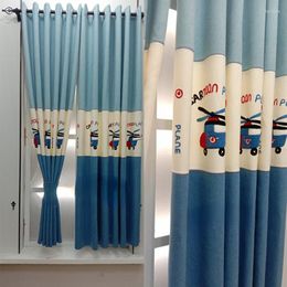 Curtain Modern Simple Cartoon Aeroplane Embroidery Children's Tenants Soft Baby Blackout Curtains For Living Dining Room Bedroom