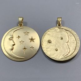 Pendant Necklaces 1 Piece MaGold Color Large Moon & Star Round Charm For Necklace Jewellery Making Accessories 80x62mm