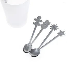 Flatware Sets 4pcs Xmas Spoon Stainless Steel Creative Cartoon Christmas Tableware Mixing Coffee For Restaurant