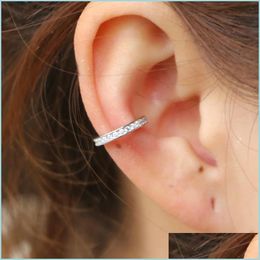 Stud Stud Simple 925 Sterling Sier Cuffs Wholesale Women Girl Delicate Anti Allergy Vermail No Piercing Earring Drop Delivery Jewelr Dhyoj