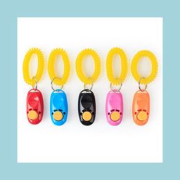 Dog Training Obedience Dog Button Key Chain Clicker Pet Sound Training With Wrist Band Click Trainer Tool Aid Guide Pets Dogs Supp Dh4Zr