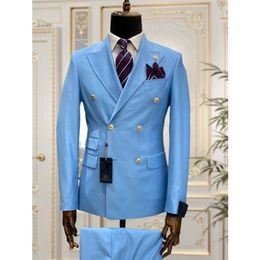 Men's Suits Blazers Light Blue Red Green Double Breasted Slim Fit Men Wedding Tuxedos Groom Business Party Prom Man Blazer Costume Homme 221111