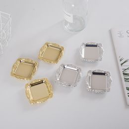 Mini Gold Storage Tray Bin Silver Cake Fruit Plate Jewelry Display Plastic Party Sushi for Home Decor Sauce Dish 1223594