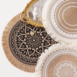 Table Mats Bohemian Woven Cotton Placemat And Linen Dining Heat Insulation Pad Exquisite Embroidery Dessert Plate