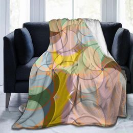 Blankets Soft Warm Flannel Blanket Abstract Circle Colourful Travel Portable Winter Throw Thin Bed Sofa
