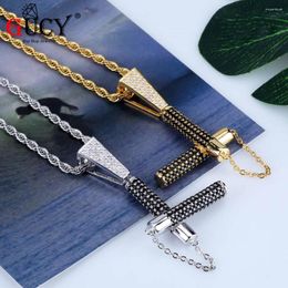 Pendant Necklaces GUCY Hip Hop Nunchaku Necklace Micro Pave Black Cubic Zircon Stone Personality For Men