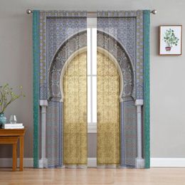 Curtain Moroccan Door Tulle Curtains For Living Room Bedroom Transparent Window Drapes Sheer