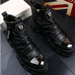 NEW red luxury men's fashion casual ankle boots men's rivet shoes platform breathable zapatillas hombre b5