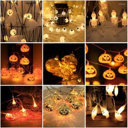 Strings Halloween LED String Lights 1.5m 10Led Pumpkin Bat Garland Battery Operated For Holiday Home Outdoor Decor