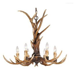 Chandeliers Europe Country 4/6/8/10 Heads Living Room Antler Chandelier American Retro Kitchen Fixture Resin Deer Horn Candle