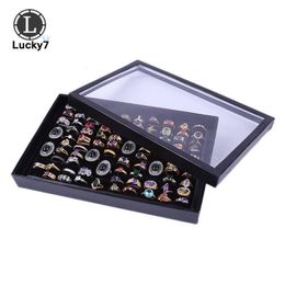 Jewellery Boxes Wholesale 12 -100Slot Velvet Sponge Ring Display Box Cardboard Storage Case Holder Showcase Cufflink Tray 221020