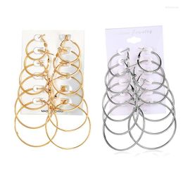 Hoop Earrings Earring Set Fashion Gold And Silver Colour Metal Round Circle For Women Girls Party Gift