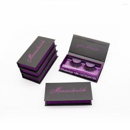 False Eyelashes Luxury Black Purple Mink Lash Boxes With Tray Custom Your Packaging Box Logo Dramatic Handmade 3D