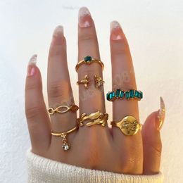 Fashion Design Gemstone Ring Multiple Combinations Stacking Free Combination Open Ring Size Adjusted