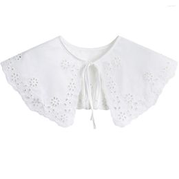 Bow Ties Linbaiway Women Cotton Fake Collar Shawl Wrap Hollow Out Floral False Collars Necklace Small Scarf 2022 Detachable