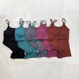 Women's Tracksuits Breathable Seamless Yoga Sets Outdoor Sports Suits Women Gym Sexy Backless Fitness Bra High Waist Peach Hips Shorts