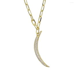 Chains Gold Silver Color Pave Cz Moon Open Link Chain Choker Necklace For Lady Women Gift