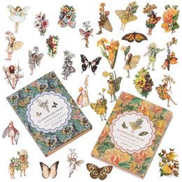 Gift Wrap 90PCS Fairy Stickers Vintage Butterfly Flower Plant Scrapbooking Sticker Transparent Botanical Aesthetic Supplies For DIY Craft