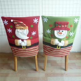 Chair Covers 2022 Christmas Cover Soft Santa Claus Snowman Dining Back Caps For Home Festival Party Decoration