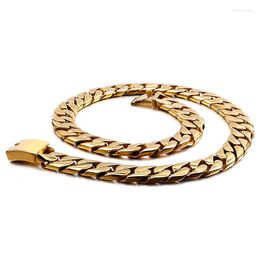 Pendant Necklaces KN89993-BD XMAS Gifts Jewellery 290g Heavyweight Gold Stainless Steel Cuban Curb Chain Mens Necklace 26'' 17mm Wide