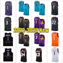 Devin Booker Jersey 2022 2023 Chris Paul Basketball Jerseys 3 1 Deandre Ayton Phoenixs Sun Steve Nash 34 13 Charles Barkley 22 23 Men Retro shirt Black Purple White Mesh