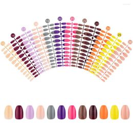 False Nails 72pcs Fake T-shaped Water Drop Full Nail Patch Mix Colorful Seamless Plastic Coverage Tips