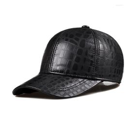Berets 2022 Genuine Leather Baseball Cap Men Black Cowhide Hat Snapback Male Adjustable Autumn Winter Real Peaked Hats