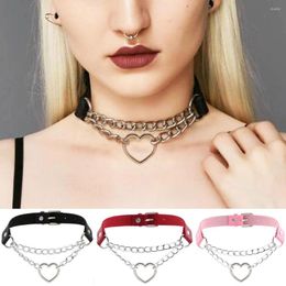 Choker Harajuku Sexy Peach Heart Goth Punk Necklace For Women Fashion Trend Leather Love Clavicle Chain Bondage Cosplay Jewellery