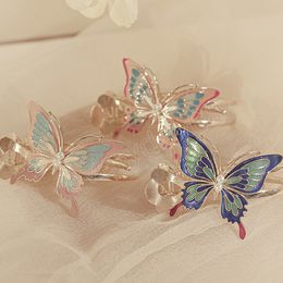 Chinese Painted Butterfly Hairpin High Ponytail Clamps Fixed Hair Clips Hair Accessories for Women Barrette Headdress